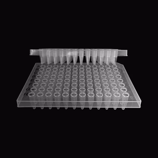 맞춤형, 일회용, 0.1ml 0.2ml 96웰 투명 폴리프로필렌 PCR 플레이트(하프 스커트 포함)(멸균)